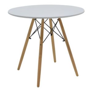 Τραπεζαρία Julita σετ 5τεμ pakoworld MDF και ξύλο οξιάς σε λευκή-φυσική απόχρωση Φ80×73εκ – 200-001246