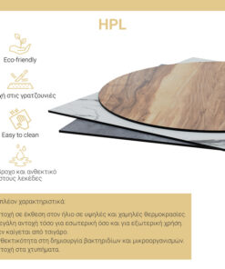 Επιφάνεια τραπεζιού Fervor pakoworld HPL ivory Φ69εκ πάχους 12mm – 215-000002