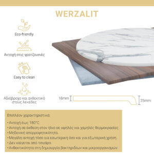 Επιφάνεια τραπεζιού Skyline pakoworld Werzalit ivory Φ60εκ πάχους 25mm – 215-000015
