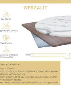 Επιφάνεια τραπεζιού Skyline pakoworld Werzalit ivory Φ70εκ πάχους 25mm – 215-000016