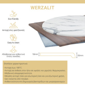 Επιφάνεια τραπεζιού Skyline pakoworld Werzalit ivory 80×80εκ πάχους 35mm – 215-000018