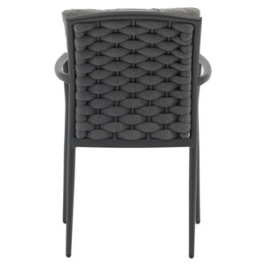 Πολυθρόνα Moritz pakoworld αλουμίνιο ανθρακί σχοινί-μαξιλάρι γκρι – 216-000009