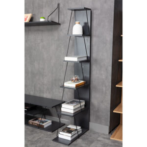 Βιβλιοθήκη mini Tars pakoworld  ανθρακί-μαύρο 50x22x150εκ – 225-000027