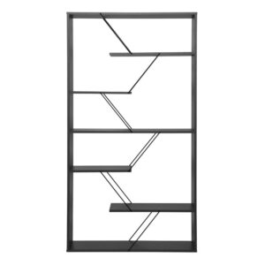 Βιβλιοθήκη Tars pakoworld ανθρακί-μαύρο 84x24x157εκ – 225-000033
