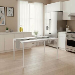 Τραπέζι Chan pakoworld μελαμίνη σε λευκή απόχρωση κα πόδι λευκό μεταλλικό 120x75x75εκ – 225-000055