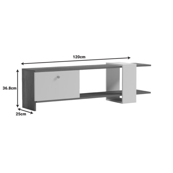 Έπιπλο τηλεόρασης Standi pakoworld σε sonoma-γκρι cement απόχρωση 120x25x36.8εκ – 230-000043