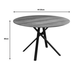 Tραπέζι Cerco pakoworld sonoma mdf και μαύρο μεταλλικό πόδι Φ120×75εκ – 235-000036