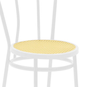 Καρέκλα Βιέννης pakoworld pe rattan μπεζ-μέταλλο λευκό – 243-000026