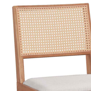 Καρέκλα Winslow pakoworld ξύλο rubberwood ανοικτό καρυδί-pvc rattan φυσικό-ύφασμα γκρι – 247-000002
