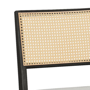 Καρέκλα Winslow pakoworld ξύλο rubberwood μαύρο-pvc rattan φυσικό-ύφασμα γκρι – 247-000003