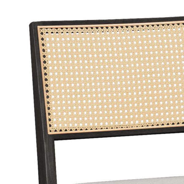 Καρέκλα Winslow pakoworld ξύλο rubberwood μαύρο-pvc rattan φυσικό-ύφασμα γκρι – 247-000003