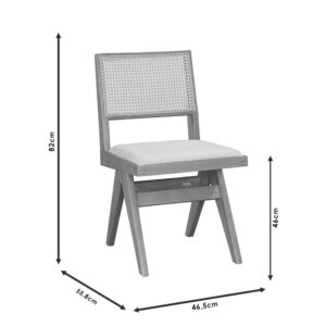 Καρέκλα Winslow pakoworld ξύλο rubberwood μαύρο-pvc rattan φυσικό-ύφασμα γκρι – 247-000003