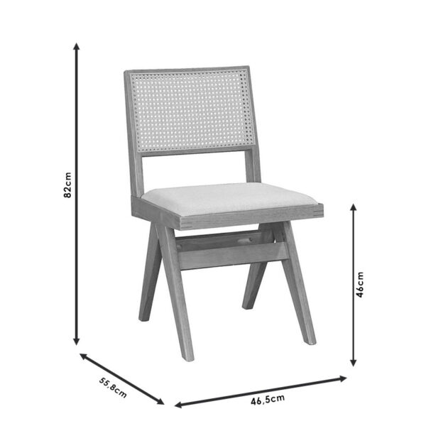 Καρέκλα Winslow pakoworld ξύλο rubberwood μαύρο-pvc rattan φυσικό-ύφασμα γκρι – 247-000003