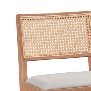 Σκαμπό bar Winslow pakoworld ξύλο rubberwood ανοικτό καρυδί-pvc rattan φυσικό-ύφασμα γκρι 44.5x46x98εκ – 247-000007