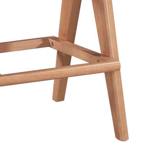 Σκαμπό bar Winslow pakoworld ξύλο rubberwood ανοικτό καρυδί-pvc rattan φυσικό-ύφασμα γκρι 44.5x46x98εκ – 247-000007