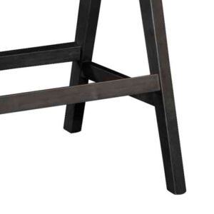 Σκαμπό bar Winslow pakoworld ξύλο rubberwood μαύρο-pvc rattan φυσικό-ύφασμα γκρι – 247-000010