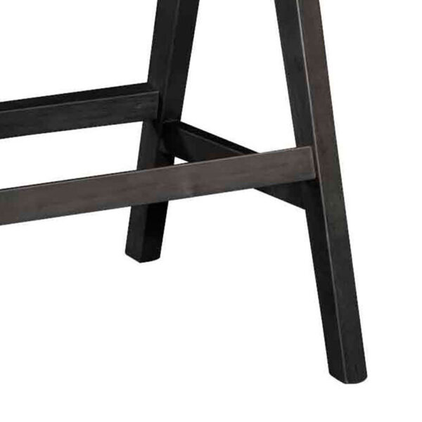 Σκαμπό bar Winslow pakoworld ξύλο rubberwood μαύρο-pvc rattan φυσικό-ύφασμα γκρι – 247-000010