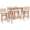 Dining bar set Winslow pakoworld set 5pieces rubberwood light walnut 120x45x100cm 247-000015