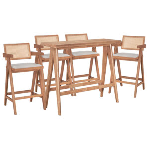 Dining set Winslow É pakoworld set 5pieces rubberwood light walnut 120x45x100cm 247-000017