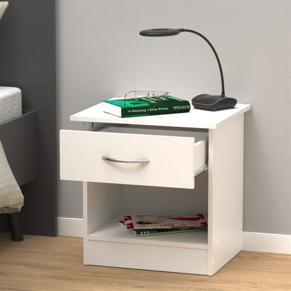 Κομοδίνο Kona pakoworld σε λευκή απόχρωση 40x34x42εκ – 248-000028