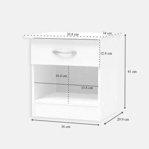 Κομοδίνο Kona pakoworld σε λευκή απόχρωση 40x34x42εκ – 248-000028