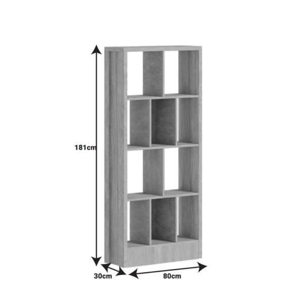 Βιβλιοθήκη Dividre pakoworld sonoma oak μελαμίνης 80x30x181εκ – 249-000049