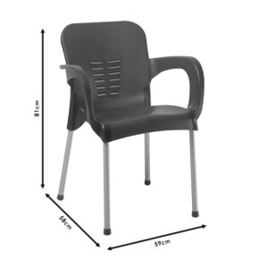 Πολυθρόνα Feast pakoworld PP cappucino-αλουμίνιο γκρι – 253-000022