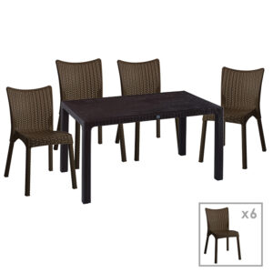 Garden dining set Explore-Confident pakoworld set 7pieces PP brown 150x90x73.5cm 253-000048