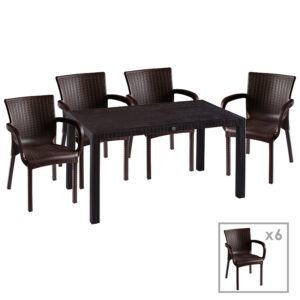 Garden dining set Explore-Festive pakoworld set 7pieces PP brown 150x90x73.5cm 253-000050