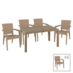 Garden dining set Explore-Halcyon pakoworld set 7pieces PP cappuccino150x90x73.5cm 253-000058