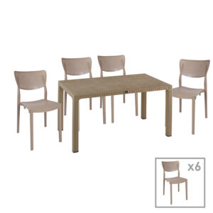 Garden dining set Explore-Ignite pakoworld set 7pieces PP cappuccino150x90x73.5cm 253-000060