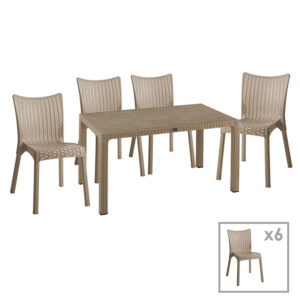 Garden dining set Explore-Confident pakoworld set 7pieces PP cappuccino150x90x73.5cm 253-000064