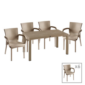 Garden dining set Explore-Festive pakoworld set 7pieces PP cappuccino150x90x73.5cm 253-000066