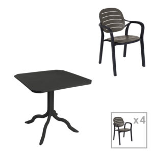 Garden dining set Groovy-Gentle pakoworld set 5pieces PP dark grey 80x80x74,5cm 253-000088