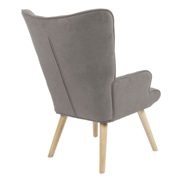 Πολυθρόνα Fluffy pakoworld ύφασμα γκρι-πόδι rubberwood φυσικό 75x69x96εκ – 255-000019