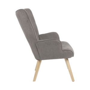 Πολυθρόνα Fluffy pakoworld ύφασμα γκρι-πόδι rubberwood φυσικό 75x69x96εκ – 255-000019