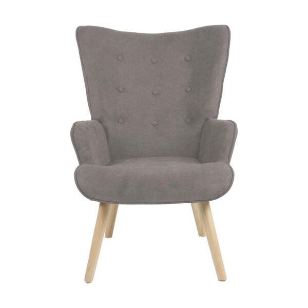 Πολυθρόνα Fluffy pakoworld ύφασμα γκρι-πόδι rubberwood φυσικό 75x69x96εκ – 255-000019