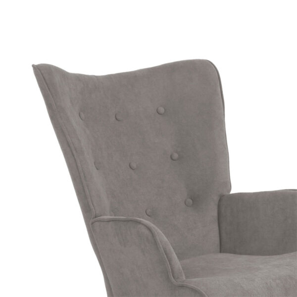 Πολυθρόνα Fluffy pakoworld ύφασμα γκρι-πόδι rubberwood φυσικό 75x69x96εκ – 255-000019