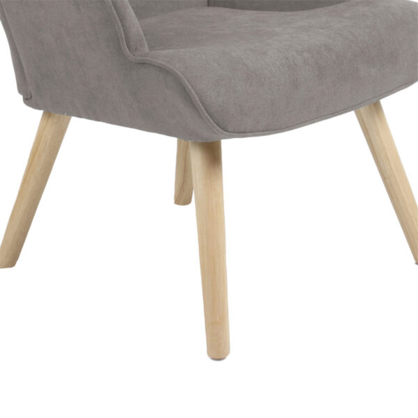 Πολυθρόνα Fluffy pakoworld ύφασμα γκρι-πόδι rubberwood φυσικό 75x69x96εκ – 255-000019