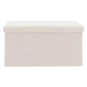 Σκαμπό-μπαούλο Forward pakoworld ύφασμα μπουκλέ ivory 76.5x38x37.5εκ – 257-000004