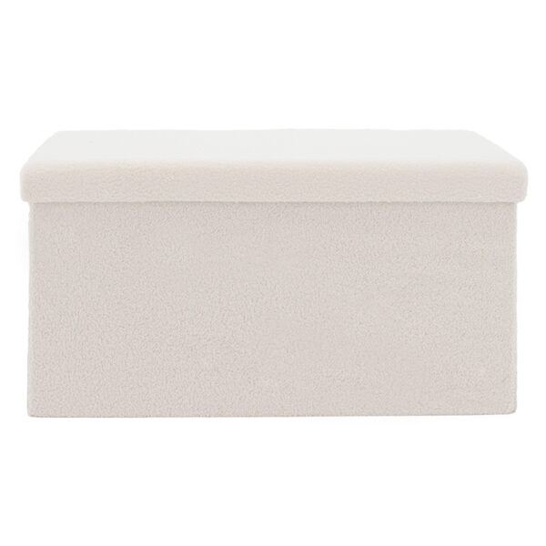 Σκαμπό-μπαούλο Forward pakoworld ύφασμα μπουκλέ ivory 76.5x38x37.5εκ – 257-000004
