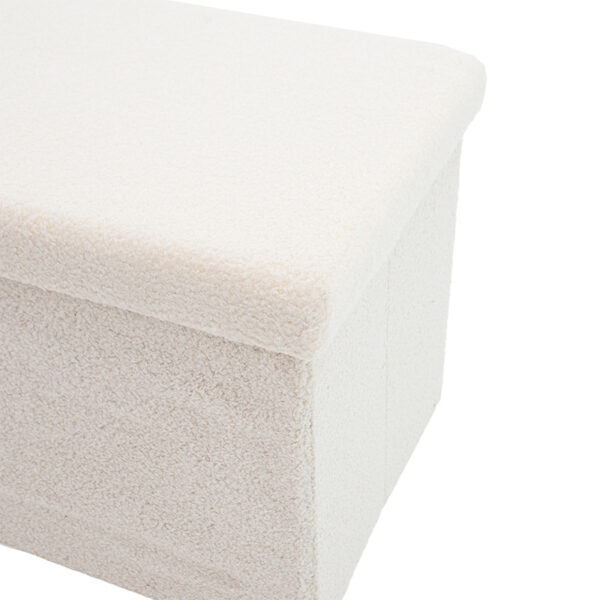 Σκαμπό-μπαούλο Forward pakoworld ύφασμα μπουκλέ ivory 76.5x38x37.5εκ – 257-000004