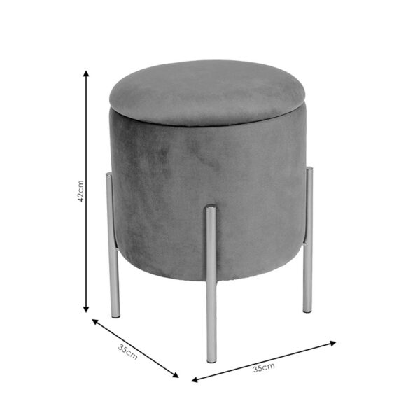 Σκαμπό Creativity pakoworld βελούδο γκρι-χρυσό Φ35×42εκ – 257-000009