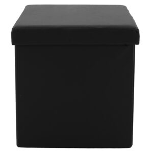 Σκαμπό-μπαούλο Crystal pakoworld pu μαύρο 38x38x38εκ – 257-000012
