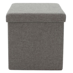 Σκαμπό-μπαούλο Crystal pakoworld ύφασμα γκρι 38x38x38εκ – 257-000013