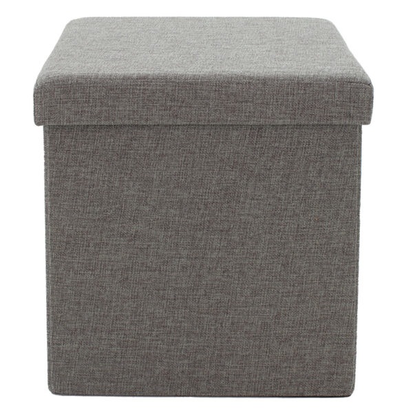 Σκαμπό-μπαούλο Crystal pakoworld ύφασμα γκρι 38x38x38εκ – 257-000013