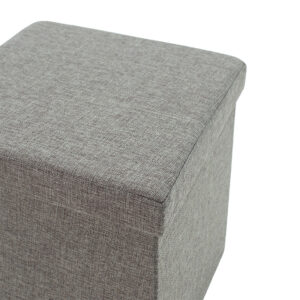 Σκαμπό-μπαούλο Crystal pakoworld ύφασμα γκρι 38x38x38εκ – 257-000013