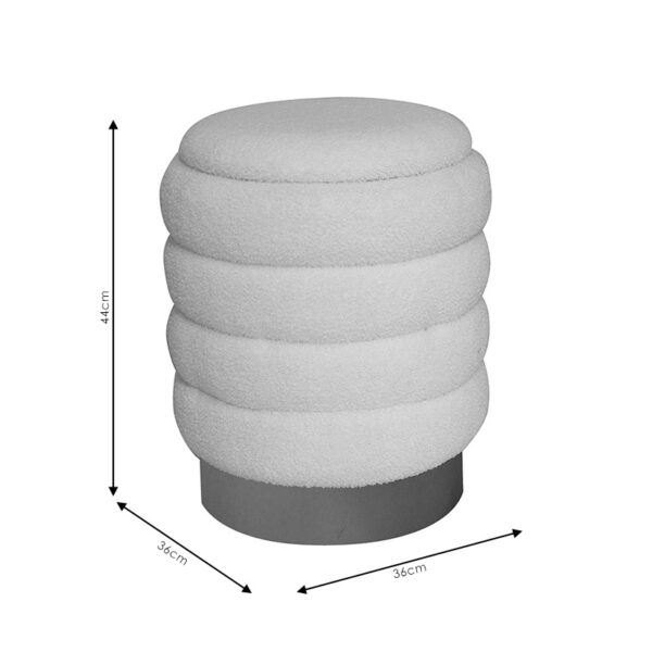 Σκαμπό-μπαούλο Dazzle pakoworld μπουκλέ cream-χρυσό Φ36×44εκ – 257-000014