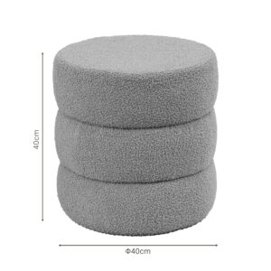 Σκαμπό-πουφ Kioto pakoworld μπουκλέ καφέ Φ40×40εκ – 257-000021