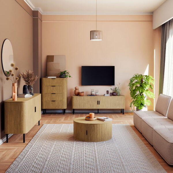 Συρταριέρα Scandi pakoworld με 4 συρτάρια φυσικό 79x46x115εκ – 260-000011